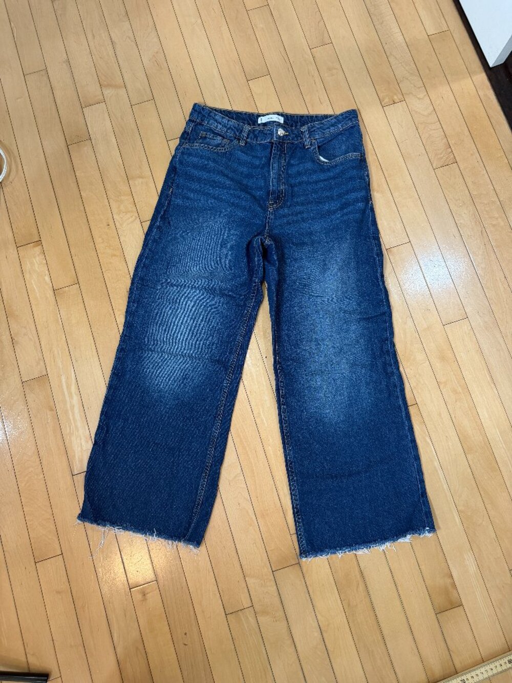 Mango MNG Wide Leg Classic Blue Denim Jeans Size 10